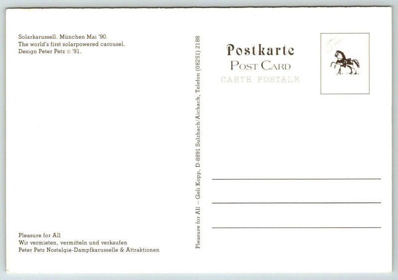 First Solar Powered   Carousel  Peter Petz  Postcard