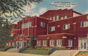 Waukegan, IL Illinois  WAUKEGAN TOWNSHIP HIGH SCHOOL~Gymnasium ca1940's Postcard