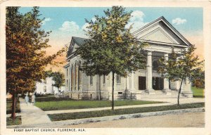 G75/ Florence Alabama Postcard 1942 First Baptist Church Building