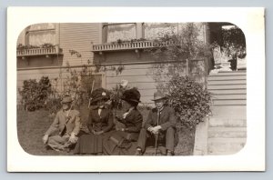 RPPC Two Fashionable Couples with Fancy Hats AZO 1904-1918 ANTIQUE Postcard 1317