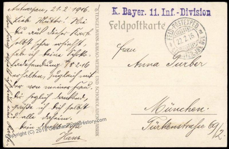 Germany WWI General von Hindenburg Feldpost Patriotic PPC 69988