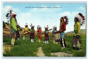 Pueblo Indians Teaching Children Ancient Ceremonials New Mexico Postcard 