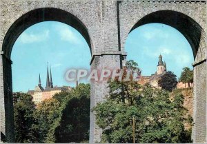 Postcard Modern Luxembourg picturesque view of the Cathedral and the Church S...