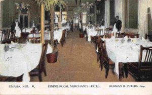 Dining Room Restaurant Interior Merchants Hotel Omaha Nebraska 1911 postcard