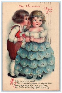 1926 Valentine Little Boy Whisper Milford Connecticut CT Wolf Antique Postcard