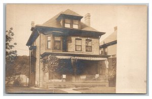 Vintage 1900's RPPC Postcard Suburbia Residential Craftsman Home