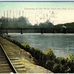 c1910s Bellaire, OH Gateway to the West Ohio River Railway Train Postcard A102