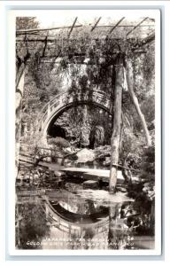 Postcard Japanese Tea Garden Bridge, Golden Gate Park, San Francisco CA RPPC I20