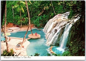 VINTAGE CONTINENTAL SIZE POSTCARD WATERFALL AT THE RUINS IN OCHO RIOS JAMAICA