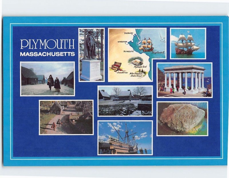 Postcard Famous Places/Landmarks in Plymouth Massachusetts USA