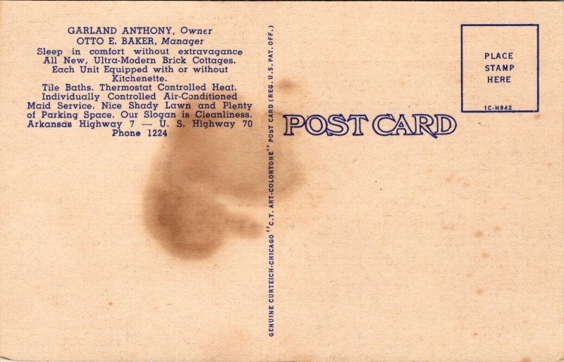 Linen Postcard Parkway Court in Hot Springs National Park, Arkansas
