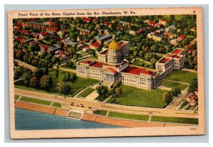 Vintage 1945 Postcard Aerial View State Capitol Charleston West Virginia