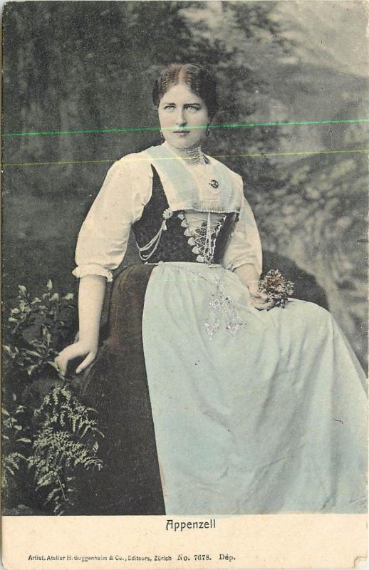 Appenzell Switzerland. Pretty Girl In Costume Undivided Back Postcard