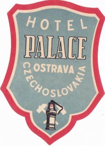 Czechoslovakia Ostrava Hotel Palace Vintage Luggage Label sk3612