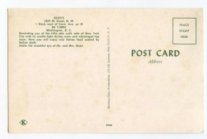 Postcard DC GUSTI'S Washington D. C. Interior View Vintage Standard View Card 
