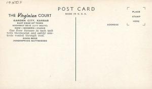 Autos 1950s Virginian Court roadside Garden City Kansas postcard 8584