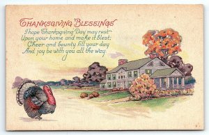 1924 SOUDERTON PA THANKSGIVING BLESSINGS TURKEY HOME SCENE POSTCARD P3957