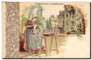 Postcard Old Advertisement Chocolate Lombart The Alencon lace Old Street
