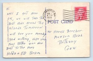 Greetings From Thousand Islands New York NY Large Letter Linen 1956