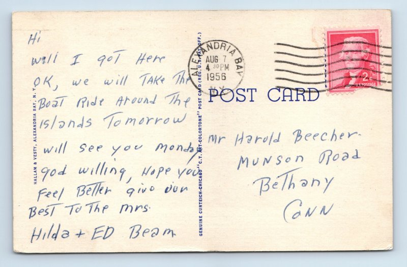 Greetings From Thousand Islands New York NY Large Letter Linen 1956