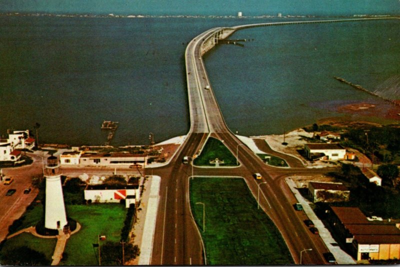 Texas South Padre Island Queen Isabella Causeway With Port Isabel Lighthouse ...