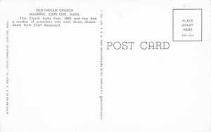 Mashpee Cape Cod Massachusetts 1960s Postcard Old Indian Church