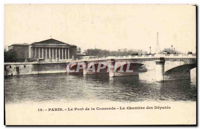 Old Postcard Paris Le Pont de la Concorde The Chamber of Deputies Eiffel Tower