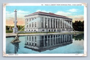 Public Library from Voorhees Pool Denver  Colorado CO  UNP WB Postcard M1