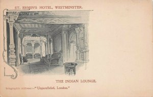 The India Lounge, St. Ermin's Hotel, London, England, Early Postcard