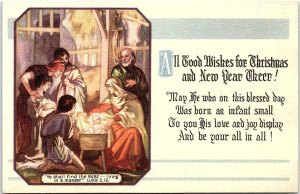 c1920 CHRISTMAS WISHES NATIVITY WHEAT RIDGE LUTHERAN SANITARIUM POSTCARD 39-293