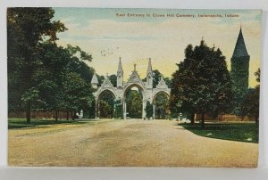 IN Indianapolis Indiana East Entrance to Crown Hill Cemetery Postcard R19