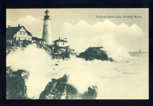 Portland, Maine/ME Postcard, Portland Head Light/Lighthouse, Pounding Surf