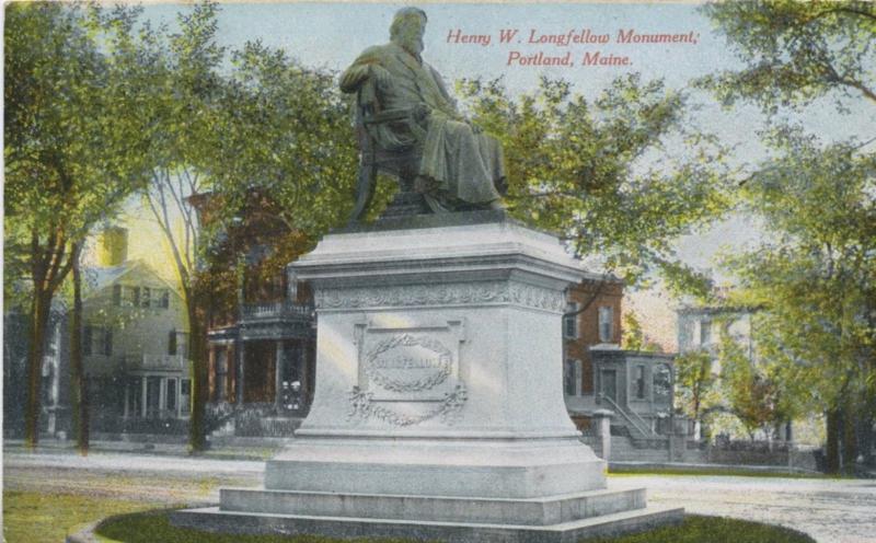 Henry W Longfellow Monument Portland ME Maine Memorial c1910 Postcard E2