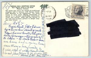 Postcard AZ Phoenix Thomas Mall Shopping Center Airview Old Cars E08