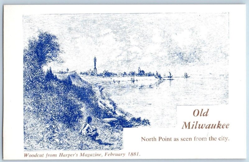 Old Milwaukee Postcard North Point As Seen From The City Rampant Lion Vintage