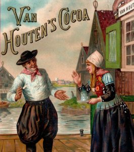 1889 Van Houten's Cocoa Fisherman & Lady E.C. Sniffen White Plains NY #6L