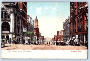 Omaha Nebraska Postcard 16th Street North Farnam Exterior Building c1909 Vintage