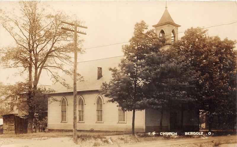 E95/ Bergholz Ohio RPPC Postcard Jefferson Co c1910 F.P. Church Building 3