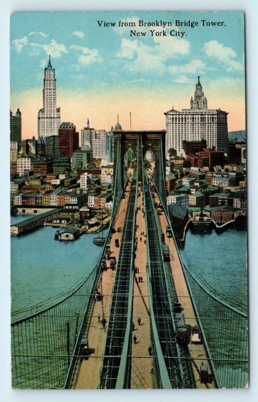 NEW YORK CITY, NY ~ View from BROOKLYN BRIDGE TOWER c1910s   Postcard