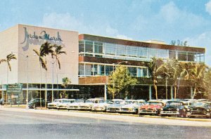 Vintage Postcard Jordan Marsh Department Store Miami Florida Cars Palm Color