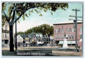 1909 Central Square Establishments Street Rochester New Hampshire NH Postcard 