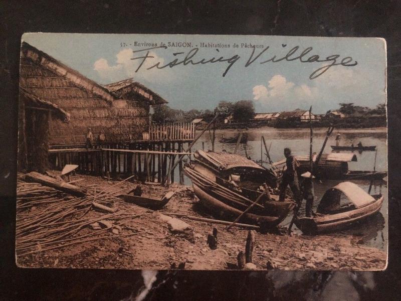 Mint Vietnam Saigon RPPC Real Picture Postcard Fishing Village