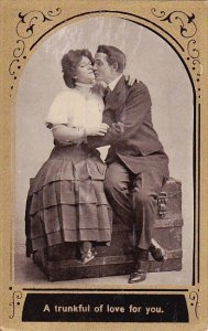 Romantic Couple Sitting On Trunk A Trunkgul Of Love For You 1909