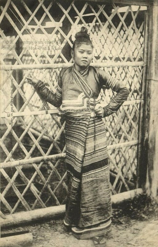 indochina, LAOS, Hoa-Panh, Houaphanh, Wife of a Khas Chief (1899) Postcard