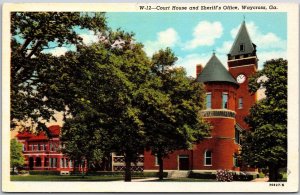 Court House and Sheriff's Office Waycross Georgia GA Grounds & Trees Postcard