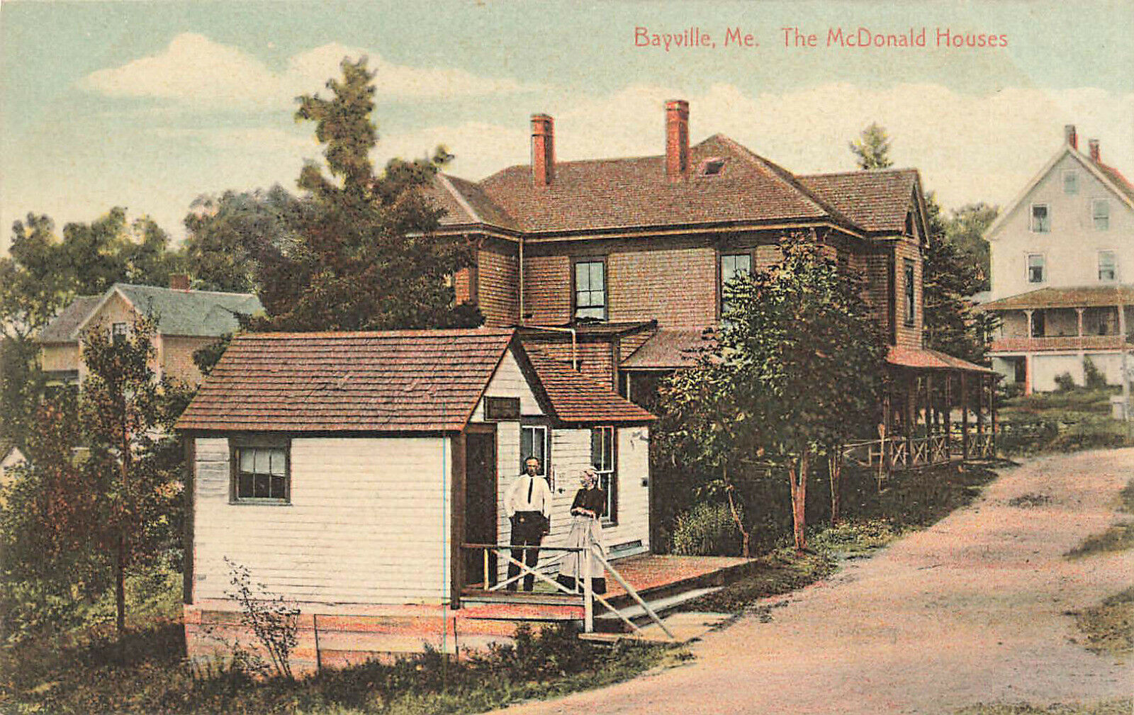 Bayville ME Post Office Postmaster Dirt Street The McDonald Houses Postcard  | United States - Maine - Other, Postcard / HipPostcard