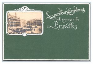 Applied Photo Greetings Brussels Belgium Bruxelles UNP Embossed DB Postcard I20