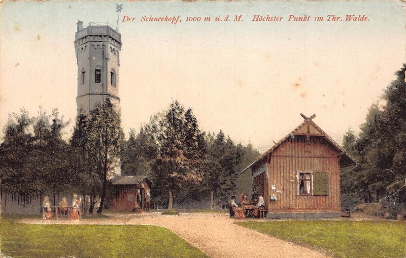 L089 Germany Der Schneekopf Hoechster Punkt im Walde Tower vintage postcard