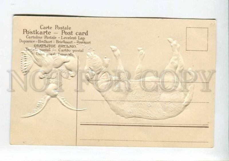 422964 Sheep & PIGEONS on Yard Vintage EMBOSSED postcard