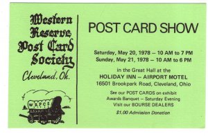 Western Reserve Postcard Society Show Cleveland Ohio, 1978, Deltiology